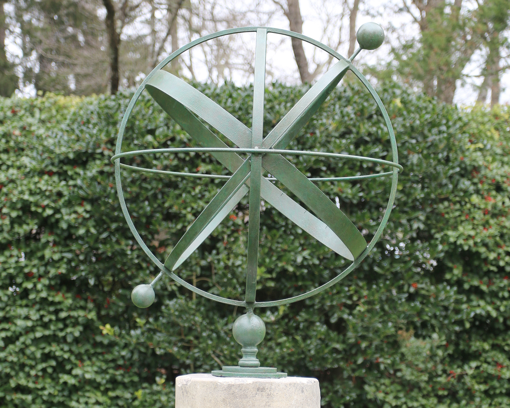 06541 Armillary Sphere on Stone Pedestal - Barbara Israel Garden Antiques