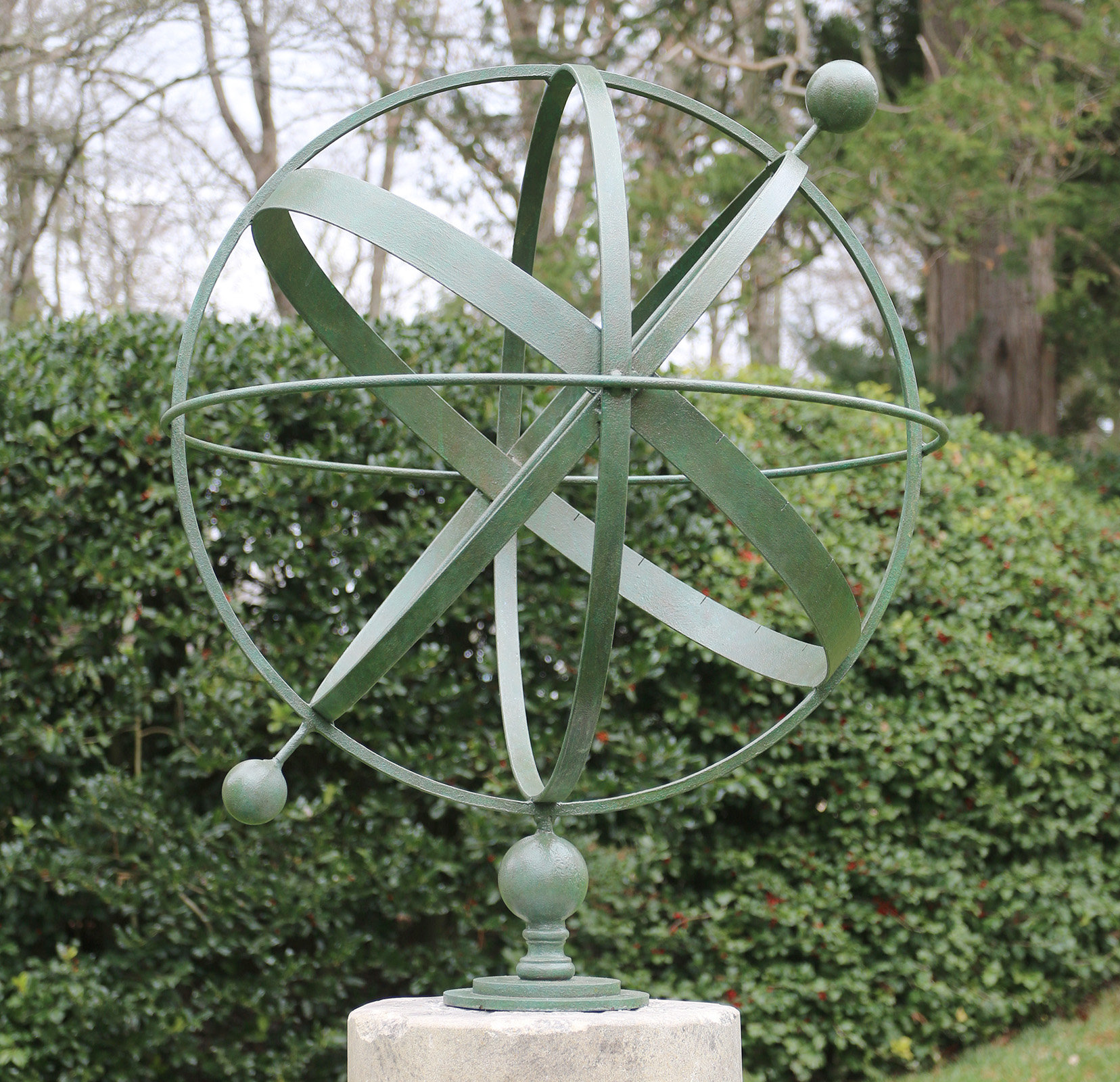 06541 Armillary Sphere on Stone Pedestal - Barbara Israel Garden Antiques