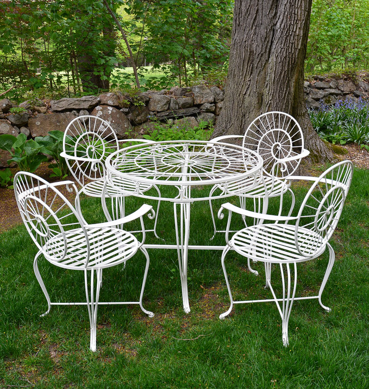 06220 Wrought iron Dining Set Barbara Israel Garden Antiques